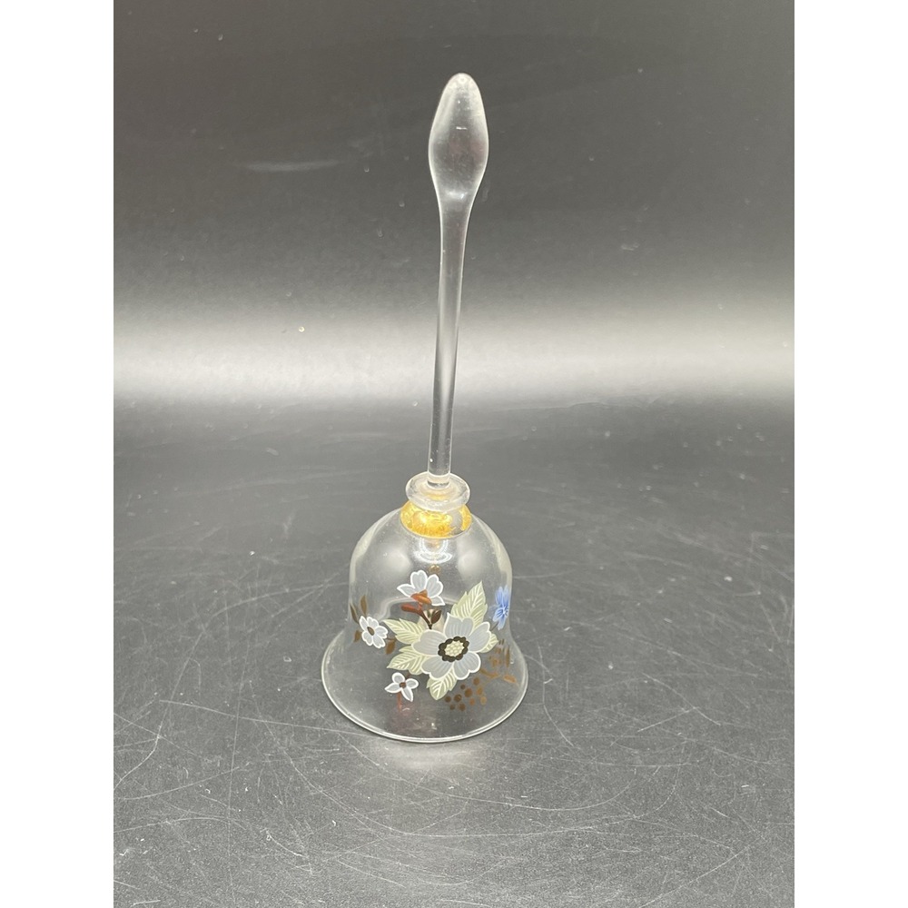 Glass Bell Long Stem Hand Blown With Flowers